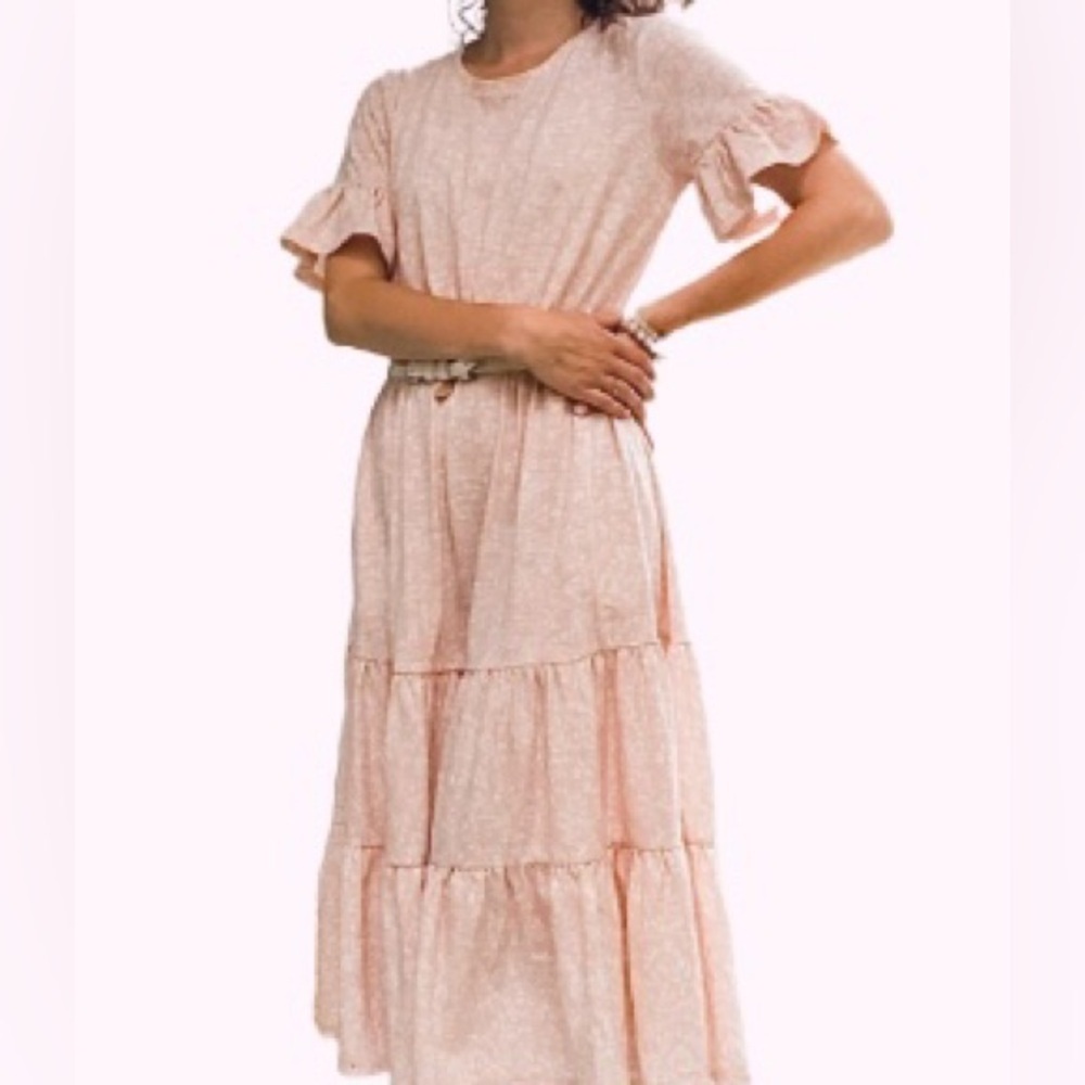 NWT CeCe Maxi Dress Pink White Floral Cotton X-Large